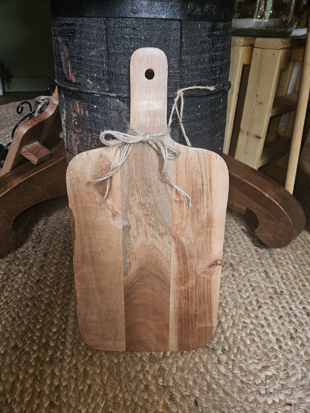 Natural Wood Serving Paddle - Rustic Brown Cutting Board